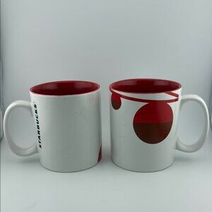 Starbucks Red and White Ceramic Mugs Set